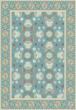 Vloerkleedsticker Blauwe Oosterse Bloemen us12457698